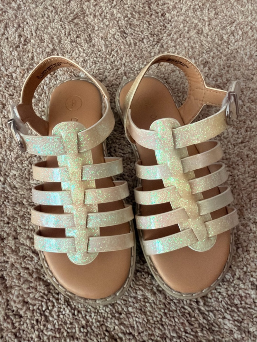 Cat & Jack Glitter Jelly Sandals - Shimmery Cream Pink